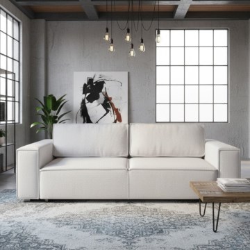 Ausziehbares 3-sitziges Schlafsofa mit Stauraum RONDA, Beige