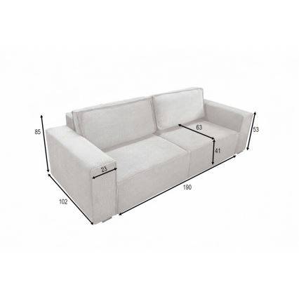 Ausziehbares 3-sitziges Schlafsofa mit Stauraum RONDA, Beige