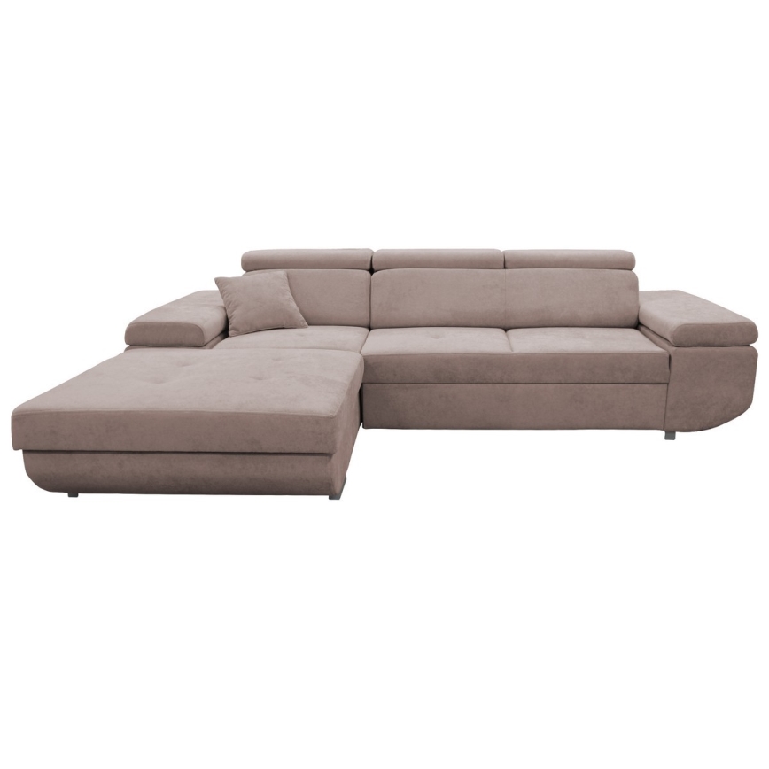 Ausziehbares Ecksofa CASTELO mit Stauraum, L-Form, links, Beige