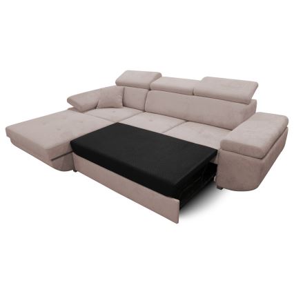 Ausziehbares Ecksofa CASTELO mit Stauraum, L-Form, links, Beige