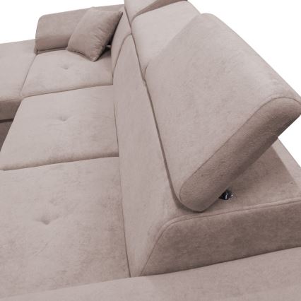 Ausziehbares Ecksofa CASTELO mit Stauraum, L-Form, links, Beige