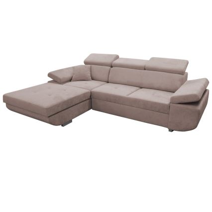 Ausziehbares Ecksofa CASTELO mit Stauraum, L-Form, links, Beige