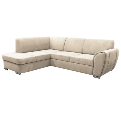 Ausziehbares Ecksofa mit Stauraum in L-Form, SERPA, links, beige