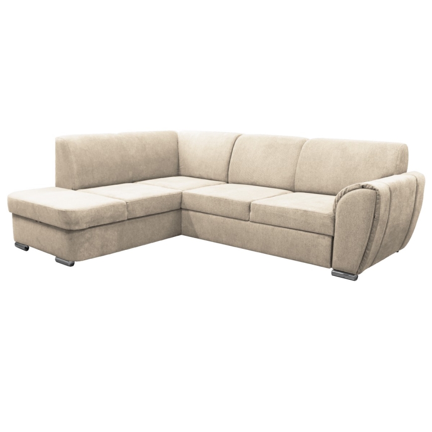 Ausziehbares Ecksofa mit Stauraum in L-Form, SERPA, links, beige