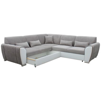Ausziehbares Ecksofa mit Stauraum in L-Form VISEU, links, grau/weiß