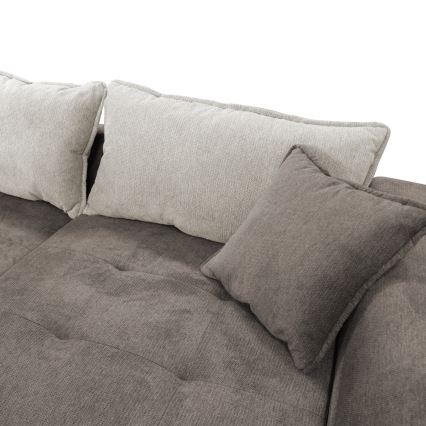 Ausziehbares Ecksofa LAGOA, L-Form, rechts, mit Stauraum, Taupe/Grau