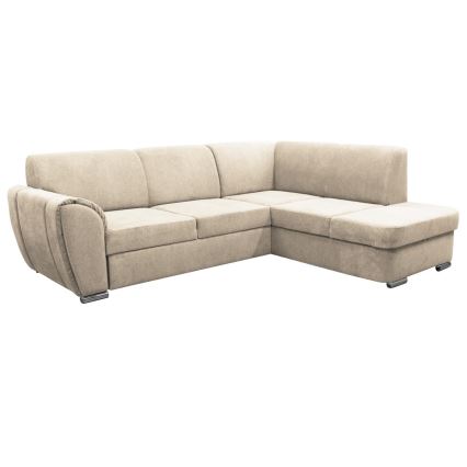 Ausziehbares Ecksofa SERPA in L‑Form mit Stauraum, rechts, Beige