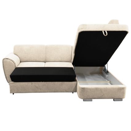 Ausziehbares Ecksofa SERPA in L‑Form mit Stauraum, rechts, Beige