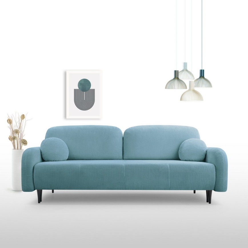 Ausziehbares, gepolstertes 3‑Sitzer‑Sofa CLOUDY, Türkis