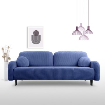 Ausziehbares, gepolstertes Dreisitzer-Sofa CLOUDY, blau