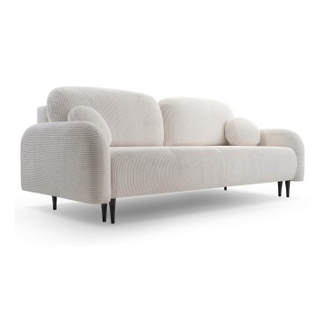 Ausziehbares, gepolstertes Dreisitzer-Sofa CLOUDY in Cremefarben