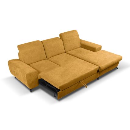 Gepolstertes Ecksofa ALTA mit Schlaffunktion und Stauraum, L-Form rechts, gelb