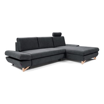 Ausziehbares, gepolstertes Ecksofa AVESTA in L-Form mit Stauraum, rechts, Anthrazit