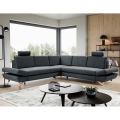 Ausziehbares, gepolstertes Ecksofa AVESTA in L‑Form mit Stauraum, rechts, Anthrazit
