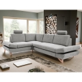 Ausziehbares, gepolstertes Ecksofa mit Stauraum in L‑Form, AVESTA, links, grau