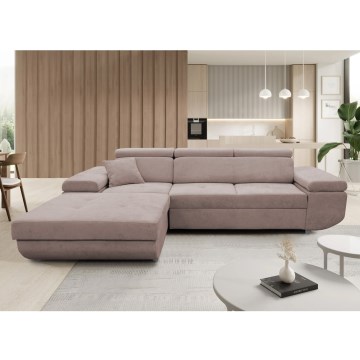 Ausziehbares L‑förmiges Ecksofa CASTELO mit Stauraum, links, Beige