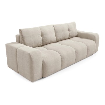 Ausziehbares Polstersofa für drei Personen mit Stauraum ALMADA in Beige