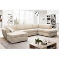 Ausziehbares U-Ecksofa SERPA, rechts, mit Schlaffunktion und Stauraum, Beige