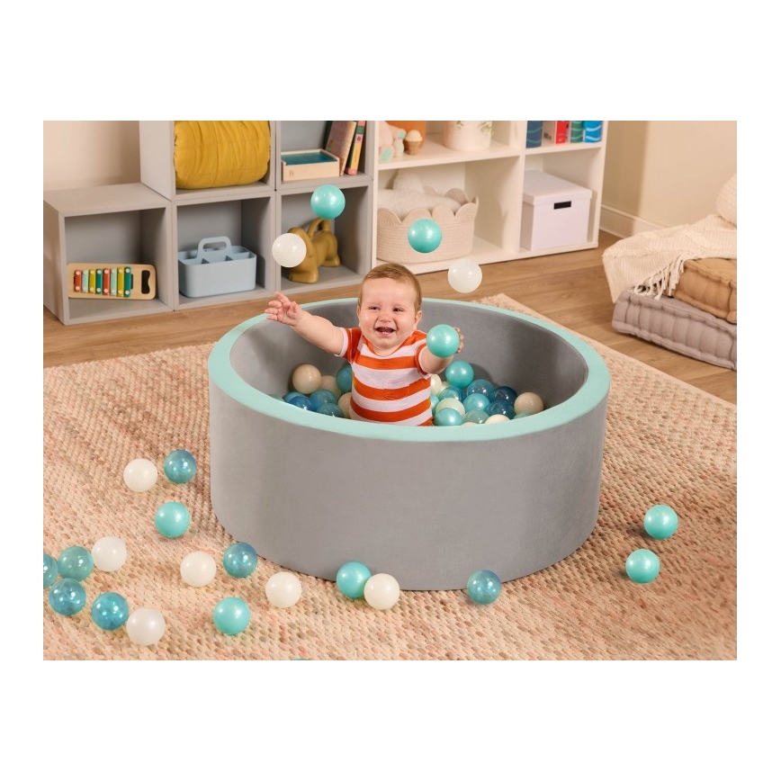 B-Toys - Kinder-Bällebad d 89 cm grau/türkisfarben