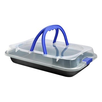 Backform mit Deckel TORO 42x3,8x29 cm schwarz/blau