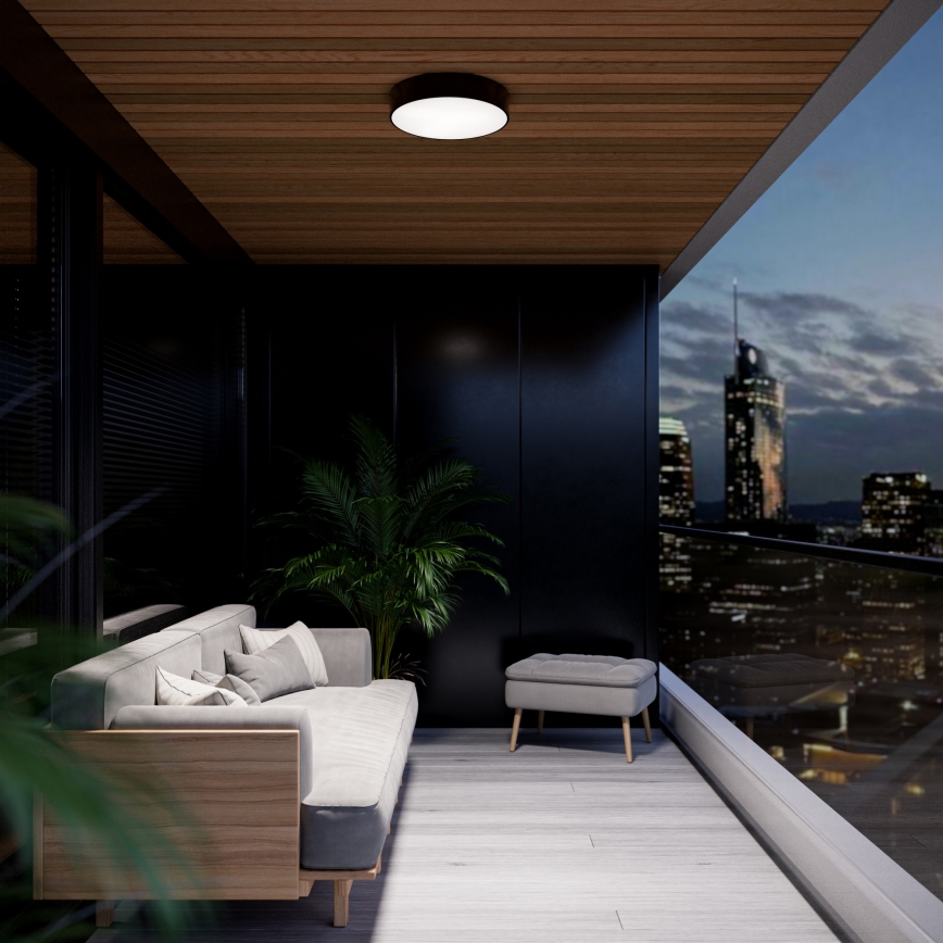 Bad-Deckenleuchte mit Sensor CLEO, 4x E27 / 24 W / 230 V, Ø 50 cm, IP54, schwarz