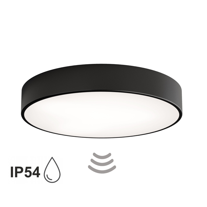 Bad-Deckenleuchte mit Sensor CLEO, 4x E27 / 24 W / 230 V, Ø 50 cm, IP54, schwarz