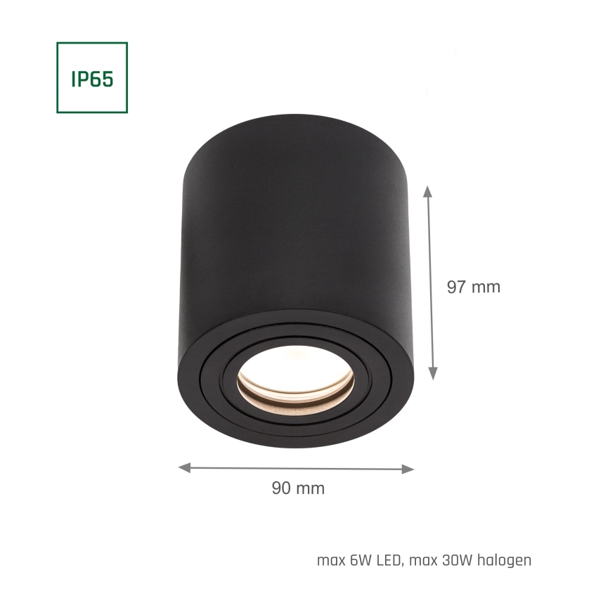 Badezimmer-Einbaustrahler CHLOE 1xGU10/30W/230V IP65 rund schwarz
