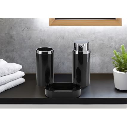 Badezimmer-Set CARMEN 5 Stk. schwarz/glänzendes Chrom