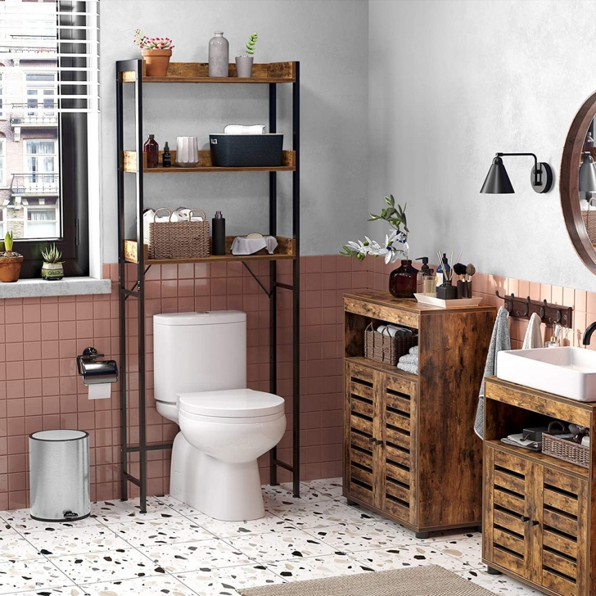 Badezimmerregal RENARO – Braun/Schwarz