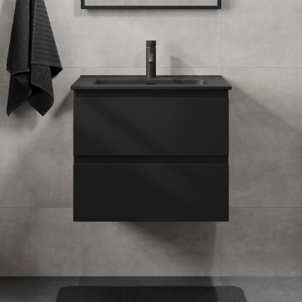 Badezimmerschrank mit integriertem Waschbecken CONOR, 61 cm, schwarz