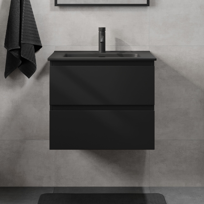 Badezimmerschrank mit integriertem Waschbecken CONOR, 61 cm, schwarz