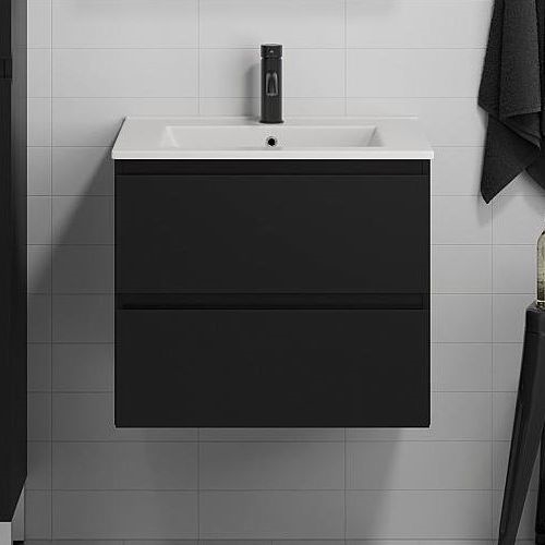 Badezimmerschrank mit Waschbecken CONOR 61 cm schwarz