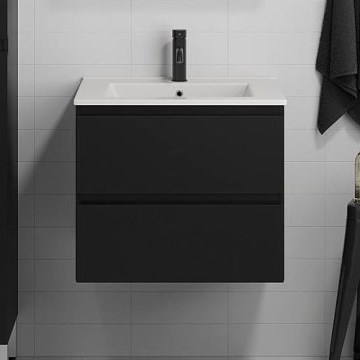 Badezimmerschrank mit Waschbecken CONOR 61 cm Schwarz