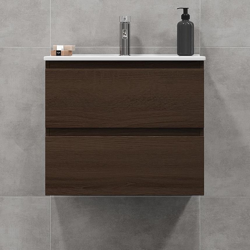 Badezimmerschrank mit Waschbecken CONOR 61 cm Walnuss