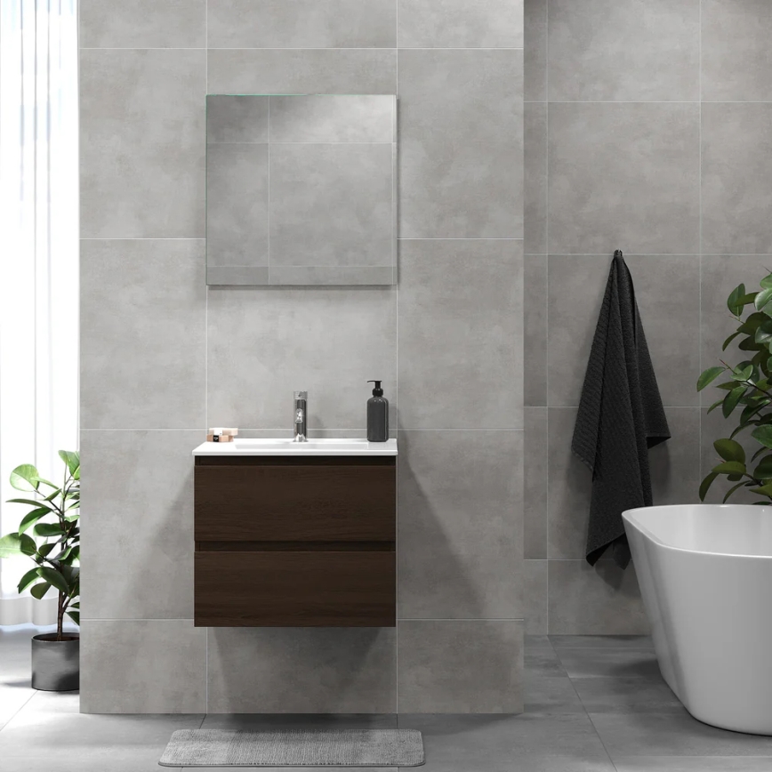 Badezimmerschrank mit Waschbecken CONOR 61 cm Walnuss