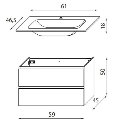 Badezimmerschrank mit Waschbecken KENWOOD 61 cm Marakesh/Weiß