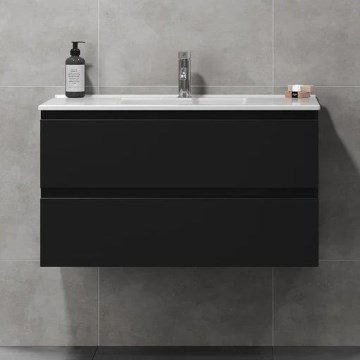 Badezimmerschrank mit Waschbecken KENWOOD, 91 cm, schwarz