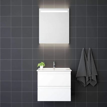 Badezimmerschrank mit Waschbecken VIGO + LED-Wandspiegel mit Hintergrundbeleuchtung LED/10W/230V IP44 weiß