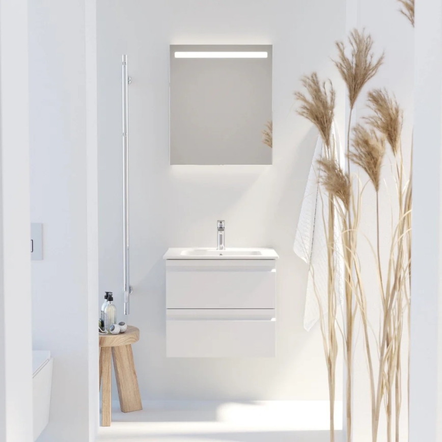 Badezimmerschrank mit Waschbecken VIGO + LED-Wandspiegel mit Hintergrundbeleuchtung LED/10W/230V IP44 weiß