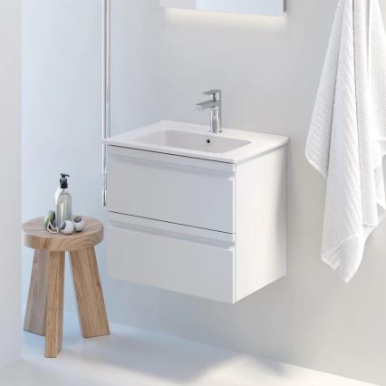 Badezimmerschrank mit Waschbecken VIGO + LED-Wandspiegel mit Hintergrundbeleuchtung LED/10W/230V IP44 weiß