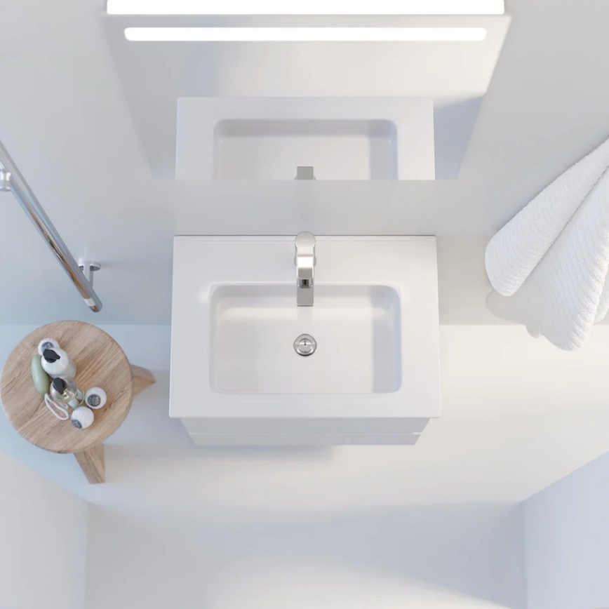 Badezimmerschrank mit Waschbecken VIGO + LED-Wandspiegel mit Hintergrundbeleuchtung LED/10W/230V IP44 weiß