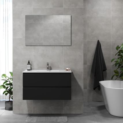 Badezimmerschrank mit Waschtisch HENRY 91 cm, schwarz