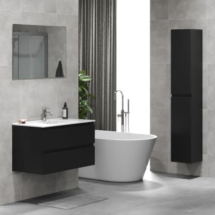 Badezimmerschrank mit Waschtisch HENRY 91 cm, schwarz