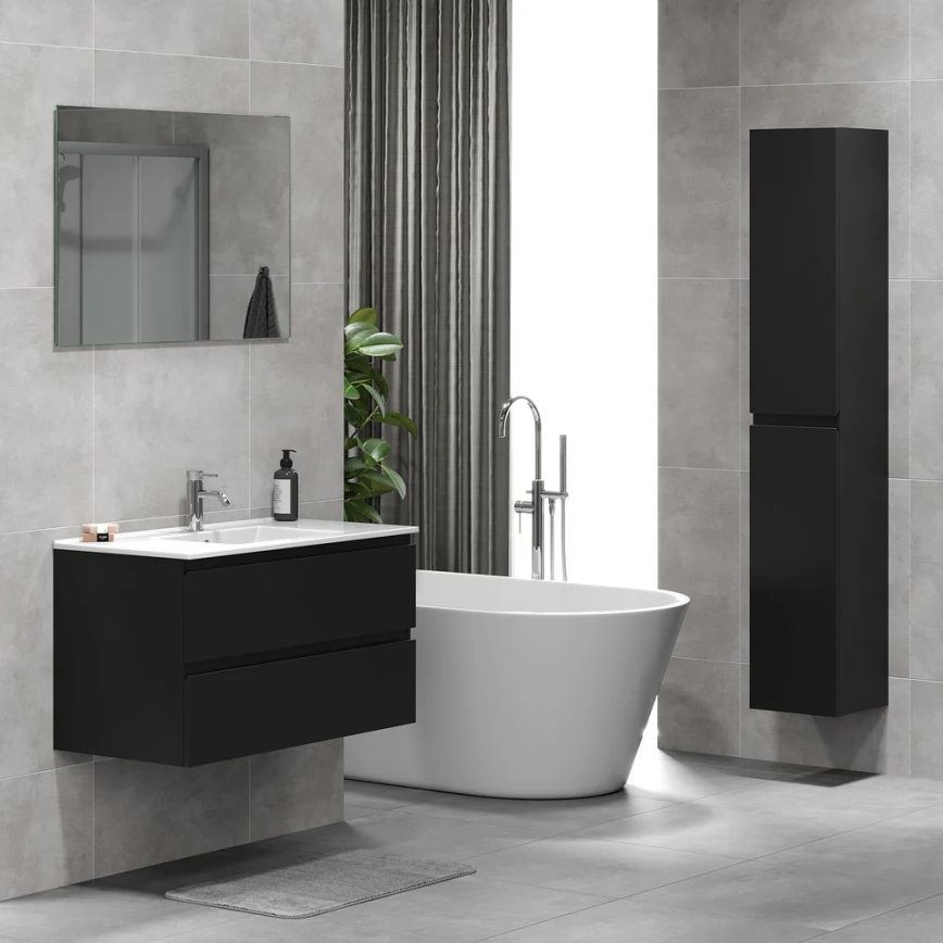 Badezimmerschrank mit Waschtisch HENRY 91 cm, schwarz