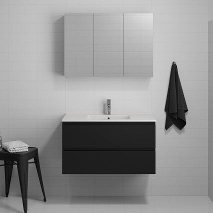 Badezimmerschrank mit Waschtisch HENRY 91 cm, schwarz