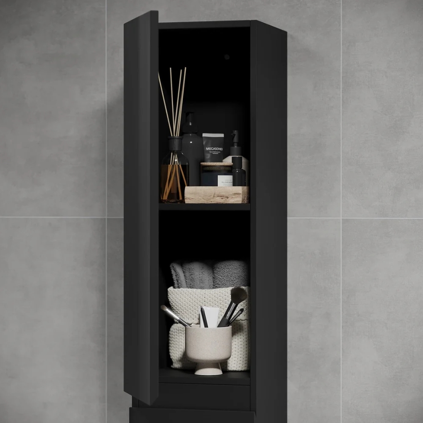Badezimmerschrank OLIVER 186 cm matt schwarz