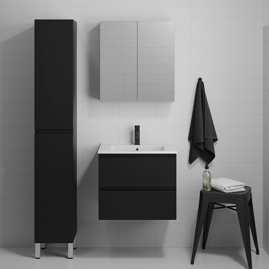Badezimmerschrank OLIVER 186 cm matt schwarz