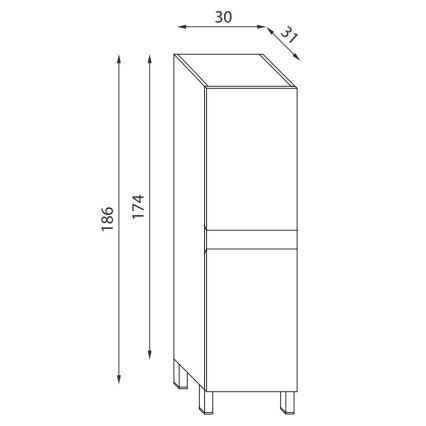 Badezimmerschrank OLIVER 186 cm matt weiß