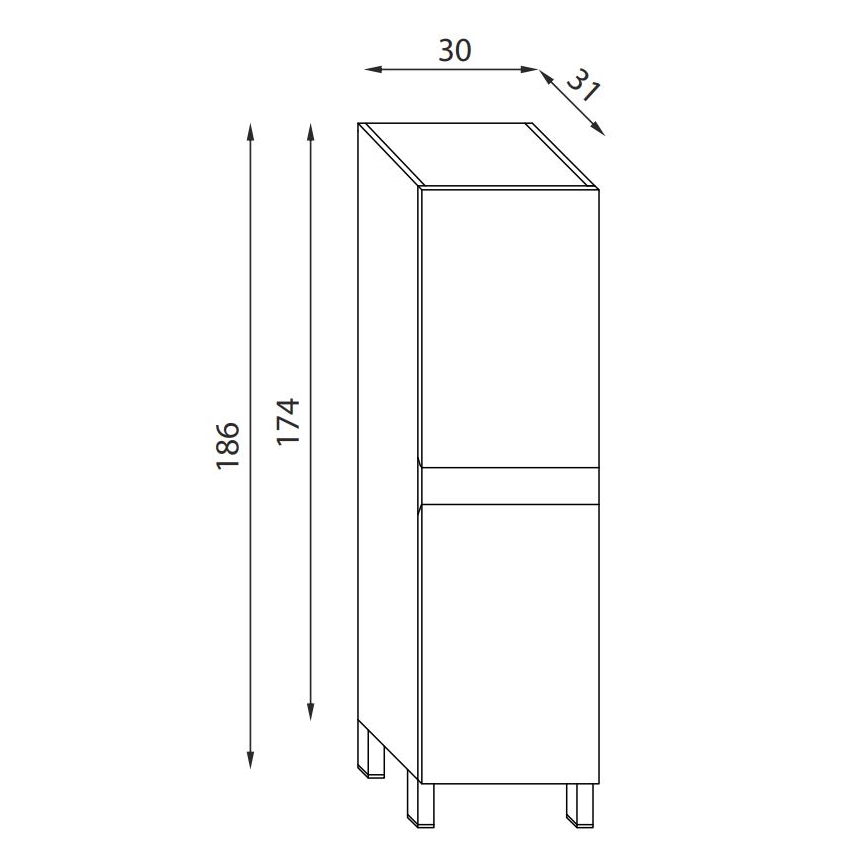 Badezimmerschrank OLIVER 186 cm matt weiß