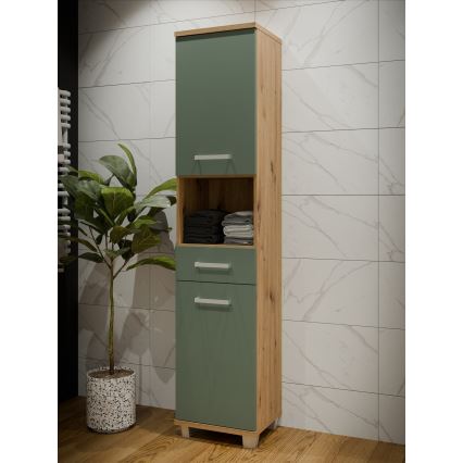 Badezimmerschrank VENOM, grün/Artisan-Eiche